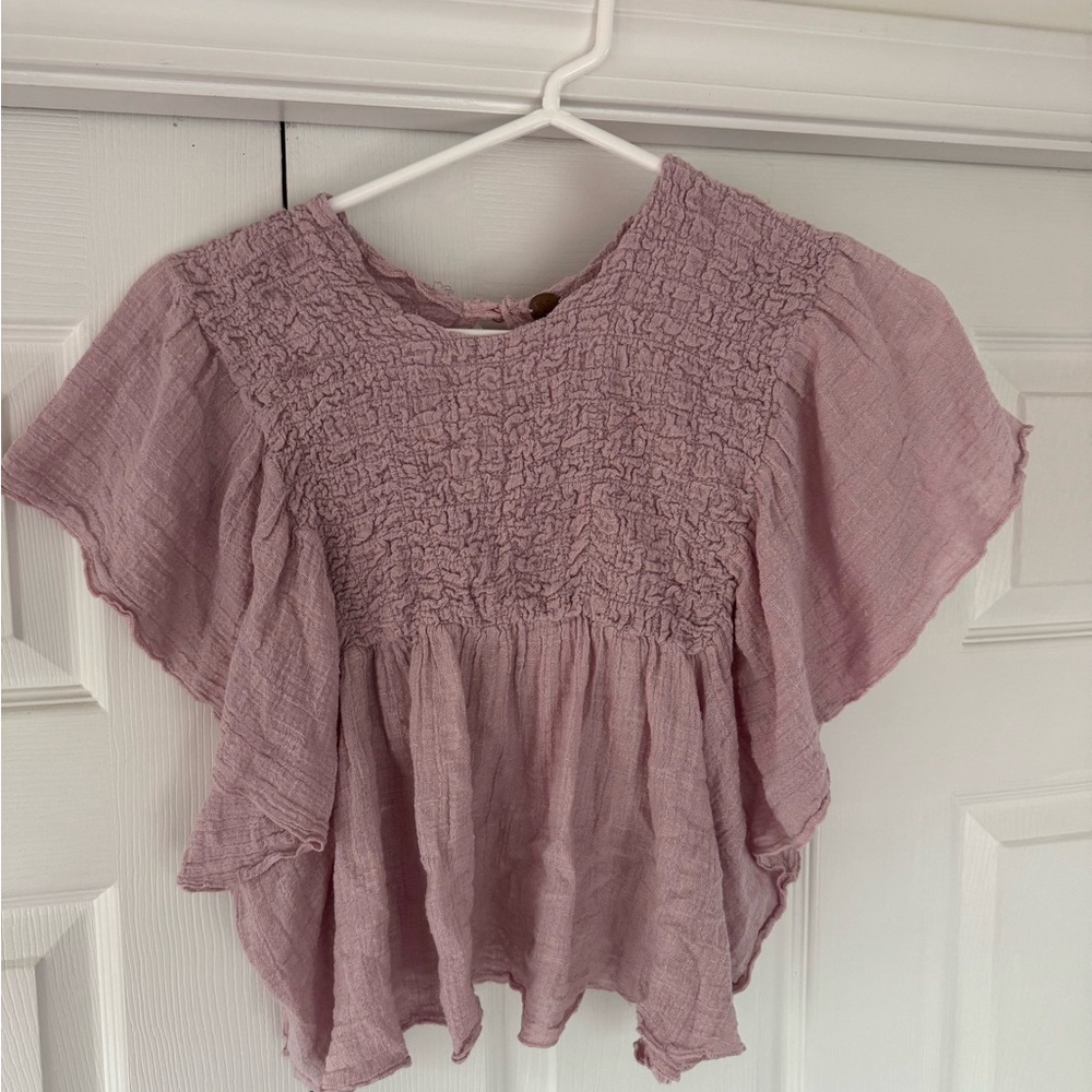 Women’s free people Lightweight Smocked Flutter-Sleeve Top - Mauve
